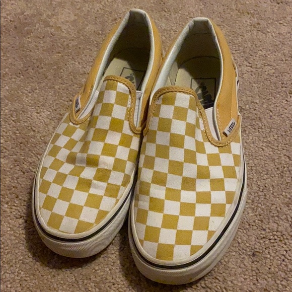 bright yellow checkered vans
